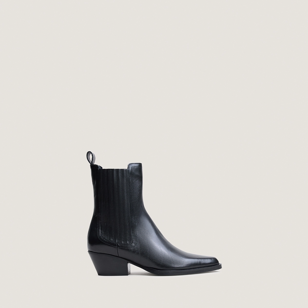 Bottines à élastiques et bouts pointus en cuir noir | LYSANDRE | Jonak