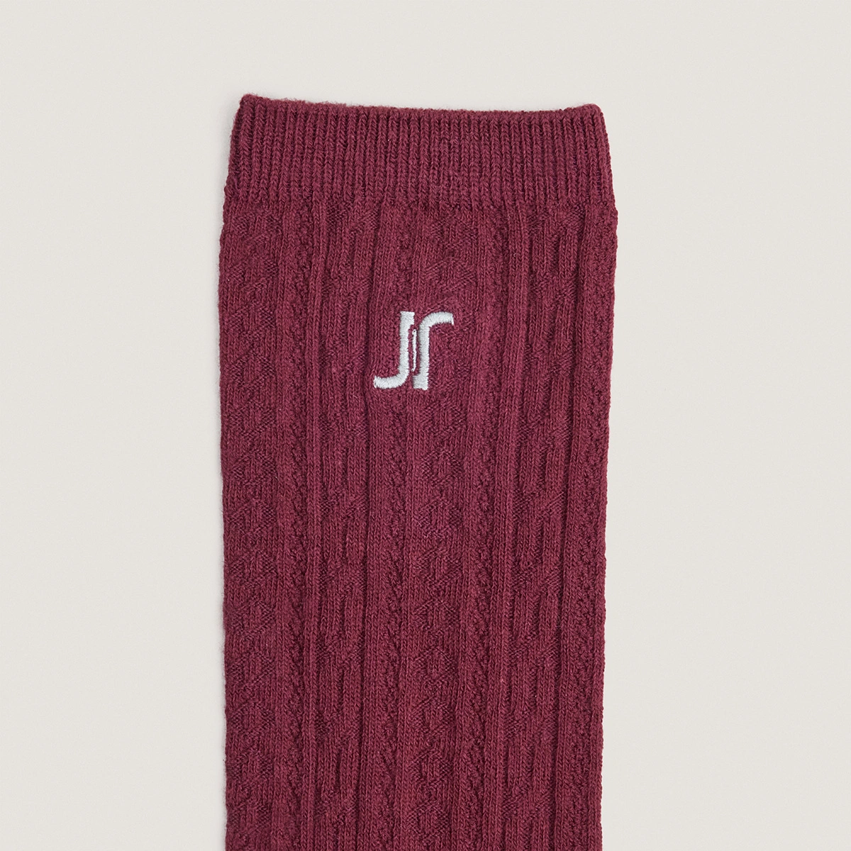 Chaussettes hautes à monogrammes en textile bordeaux | FAUSTINE | Jonak