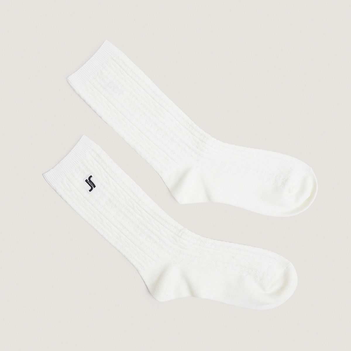Chaussettes hautes à monogrammes en textile écru | FAUSTINE | Jonak