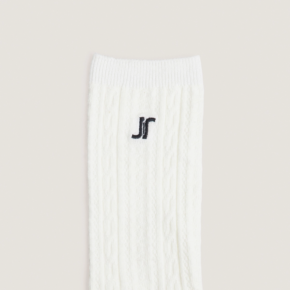 Chaussettes hautes à monogrammes en textile écru | FAUSTINE | Jonak