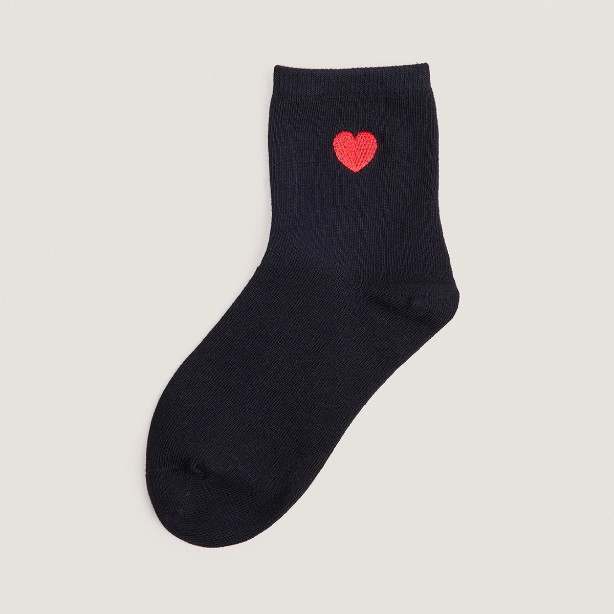 Chaussettes courtes à monogrammes cœur en textile noir | FLORE | Jonak