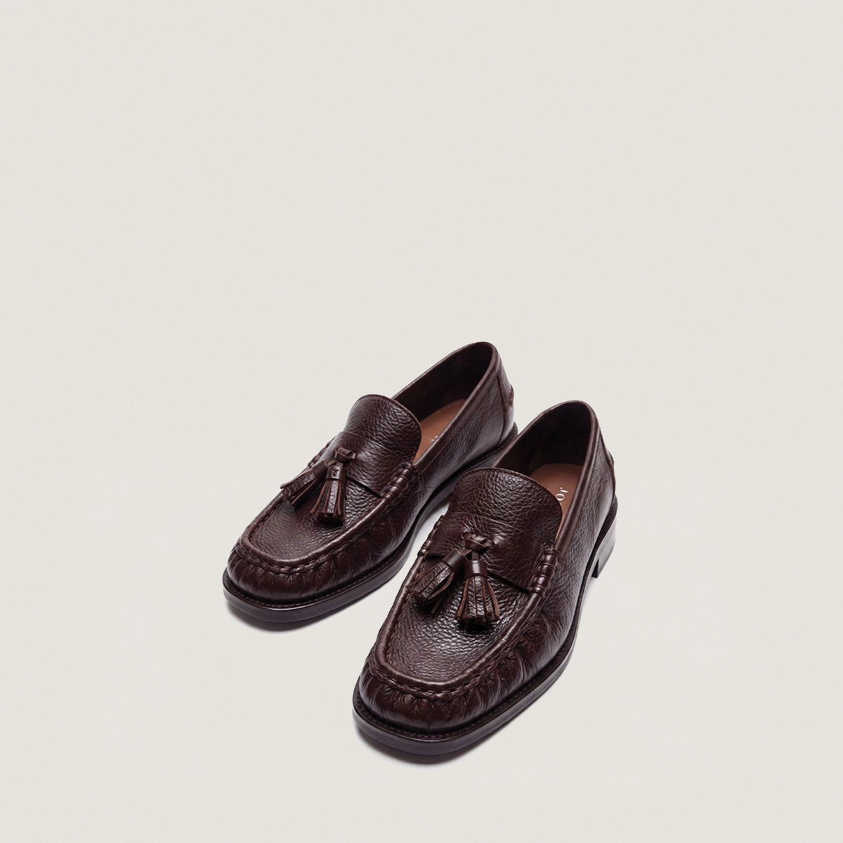 Mocassins à pampilles en cuir grainé marron | DUCHETTE | Jonak