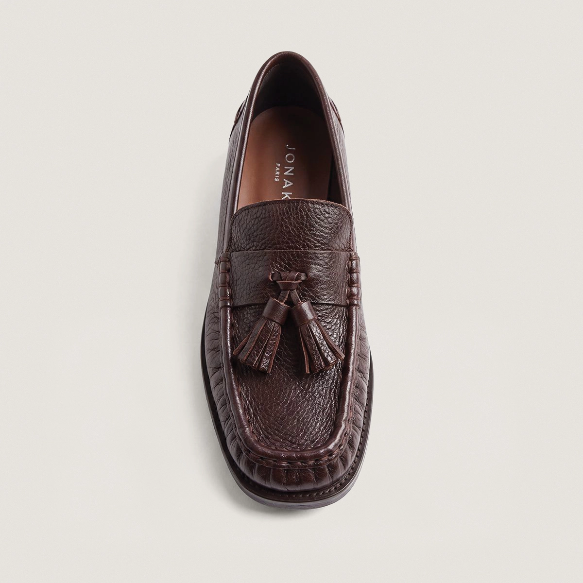 Mocassins à pampilles en cuir grainé marron | DUCHETTE | Jonak