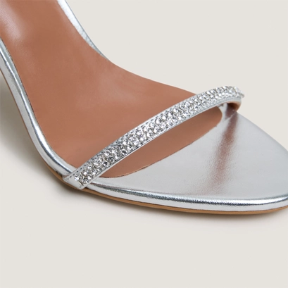 Sandales à brides fines et cristaux Swarovski argent