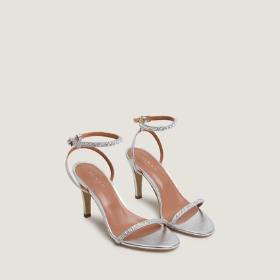 Sandales à brides fines et cristaux Swarovski argent