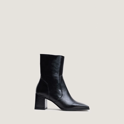 Bottines à talons et bouts carrés noir