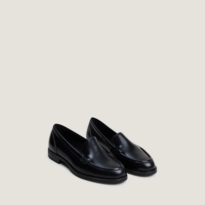 Mocassins à empeignes unies et surpiqûres noir