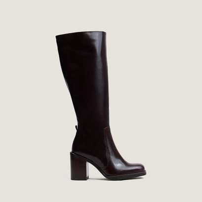 Bottes à talons débordants marron foncé