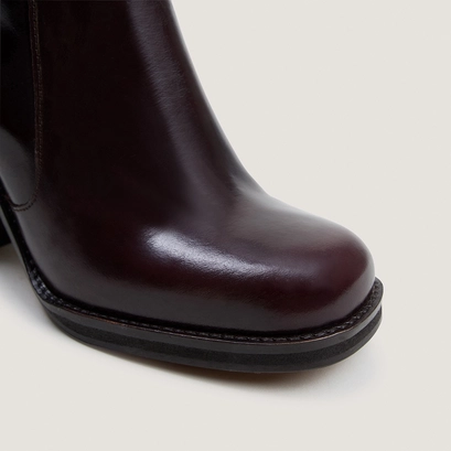 Bottes à talons débordants marron foncé