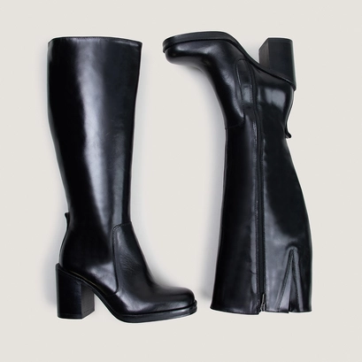 Bottes à talons débordants noir