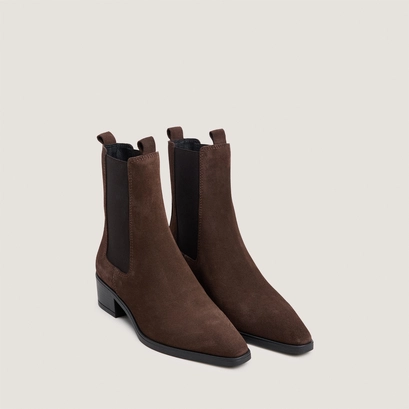 Boots chelsea à bouts pointus marron foncé