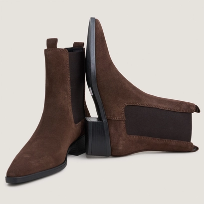 Boots chelsea à bouts pointus marron foncé