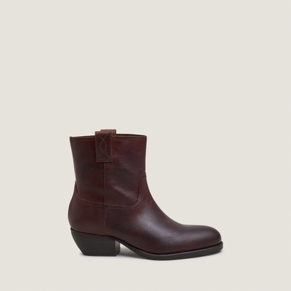 Bottines à bouts ronds et talons carrés marron