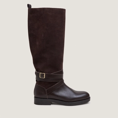 Bottes cavalières à brides chevilles marron foncé