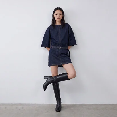 Bottes à talons à bouts ronds en cuir noir | BLUMA | Jonak