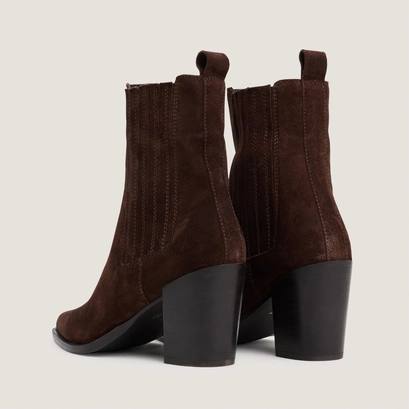 Bottines à talons et fronces marron foncé
