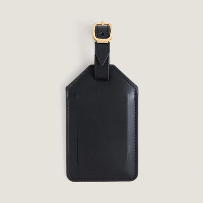 Porte-adresse avec monogramme en cuir noir | PORTE-ADRESSE