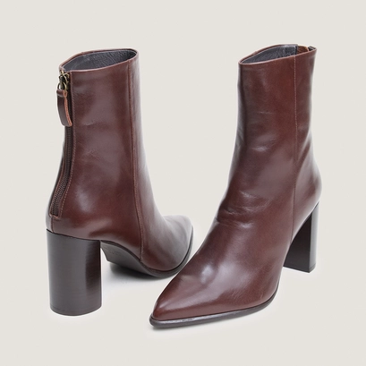 Bottines à fermetures éclairs arrières marron