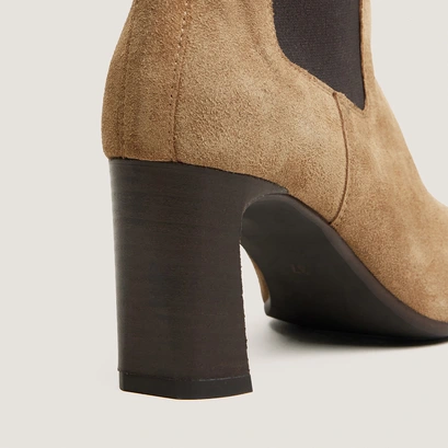 Bottines à élastiques et bouts carrés tabac