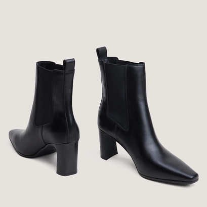 Bottines à élastiques et bouts carrés noir