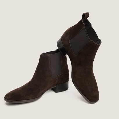 Boots à élastiques et talons plats marron foncé