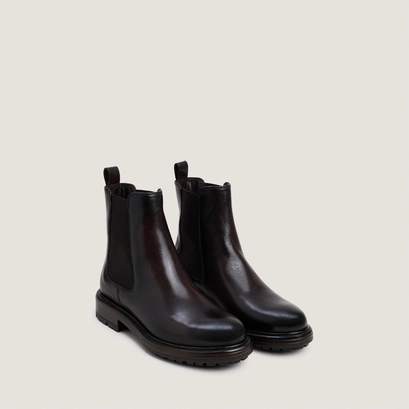Boots à élastiques et semelles crantées marron foncé