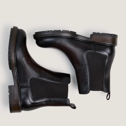 Boots à élastiques et semelles crantées marron foncé