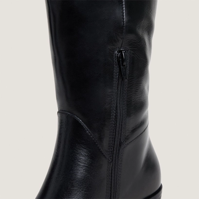 Bottes &agrave; talons plats et bouts pointus en cuir noir | CLARISSE | Jonak