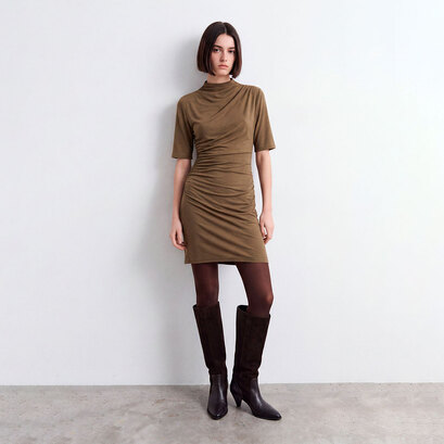 Bottes &agrave; talons pointus en cuir marron et cro&ucirc;te marron | LEONORE | Jonak