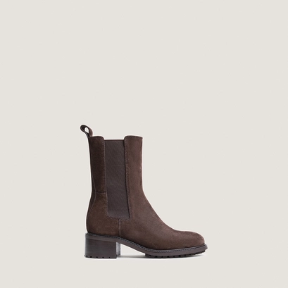Bottines à élastiques et semelles crantées marron