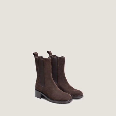 Bottines à élastiques et semelles crantées marron