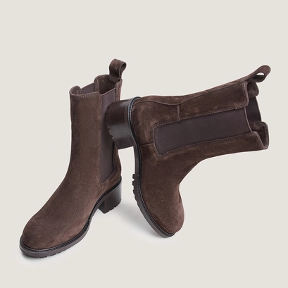 Bottines à élastiques et semelles crantées marron