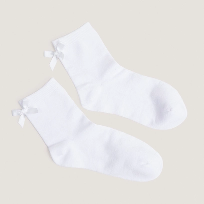Chaussettes courtes &agrave; n&oelig;uds en textile blanc | FABLO | Jonak