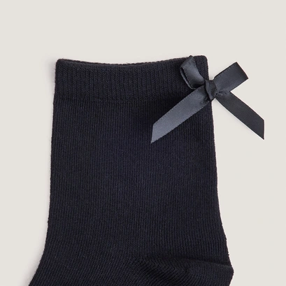 Chaussettes courtes &agrave; n&oelig;uds en textile noir | FABLO | Jonak
