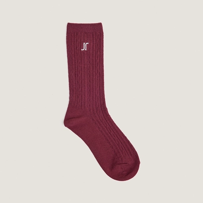 Chaussettes hautes &agrave; monogrammes en textile bordeaux | FAUSTINE | Jonak