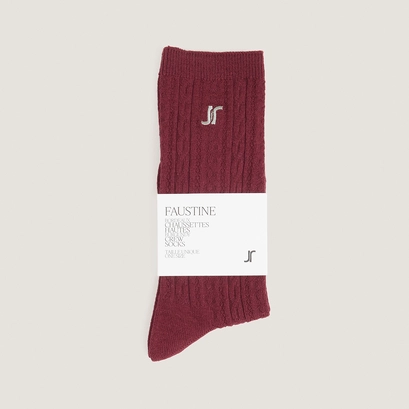 Chaussettes hautes &agrave; monogrammes en textile bordeaux | FAUSTINE | Jonak