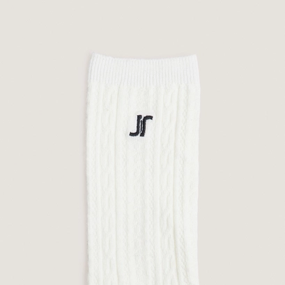 Chaussettes hautes &agrave; monogrammes en textile &eacute;cru | FAUSTINE | Jonak