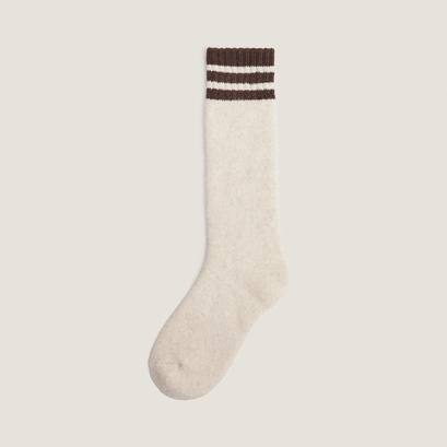 Chaussettes hautes &agrave; bandes en textile beige et textile noir | FELIX | Jonak