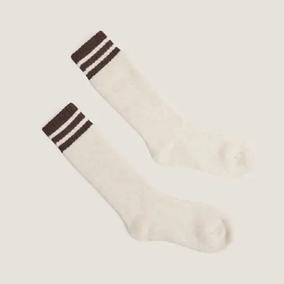 Chaussettes hautes &agrave; bandes en textile beige et textile noir | FELIX | Jonak