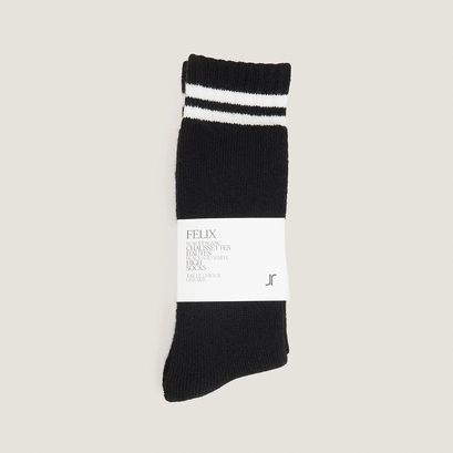 Chaussettes hautes &agrave; bandes en textile noir et textile blanc | FELIX | Jonak