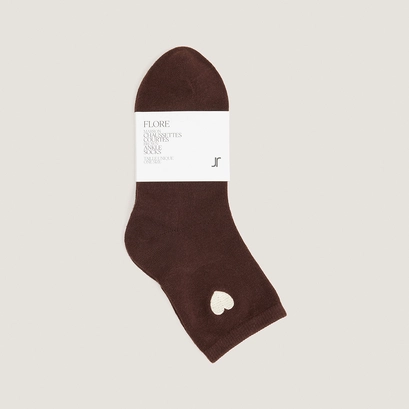 Chaussettes courtes &agrave; monogrammes c&oelig;ur en textile marron | FLORE | Jonak