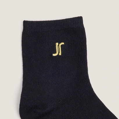 Chaussettes courtes &agrave; monogrammes en textile noir | FLORIAN | Jonak