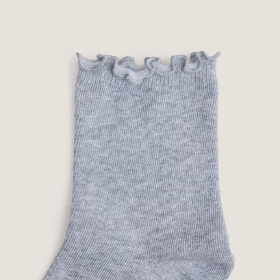 Chaussettes courtes &agrave; bordures en textile gris | FOUFOU | Jonak