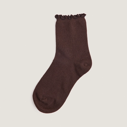 Chaussettes courtes &agrave; bordures en textile marron | FOUFOU | Jonak