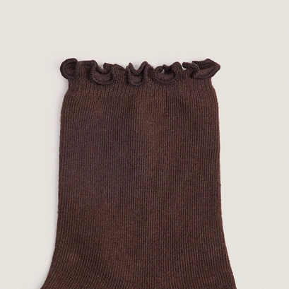 Chaussettes courtes &agrave; bordures en textile marron | FOUFOU | Jonak