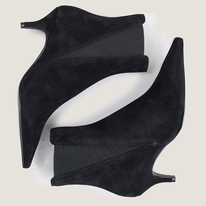 Bottines à talons fins et bouts pointus en croûte noire | BORGIA | Jonak
