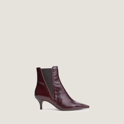 Bottines à talons fins et bouts pointus en cuir vieilli chocolat | BORGIA | Jonak