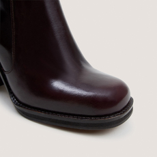 Bottes &agrave; talons d&eacute;bordants marron fonc&eacute;