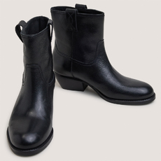 Bottines &agrave; bouts ronds et talons biseaut&eacute;s noir