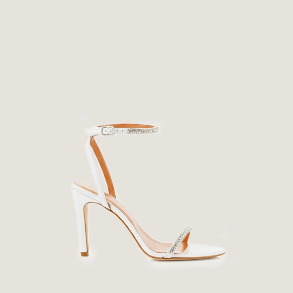 Sandales à brides fines et cristaux Swarovski en cuir écru | VALLIANCE | Jonak